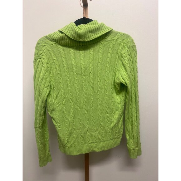 Lauren Ralph Lauren Lime Green Cable Knit Sweater M - Picture 2 of 5